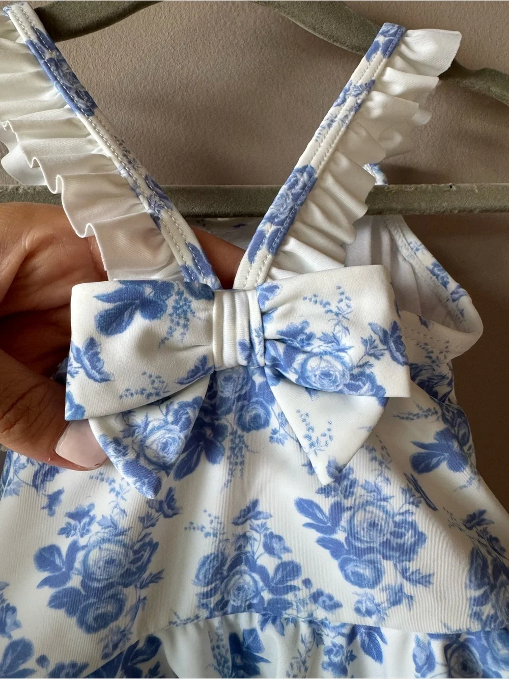 Janie and Jack NWT Blue White‎ Floral Ruched Swimsuit Bathing Suit 12-18 Months